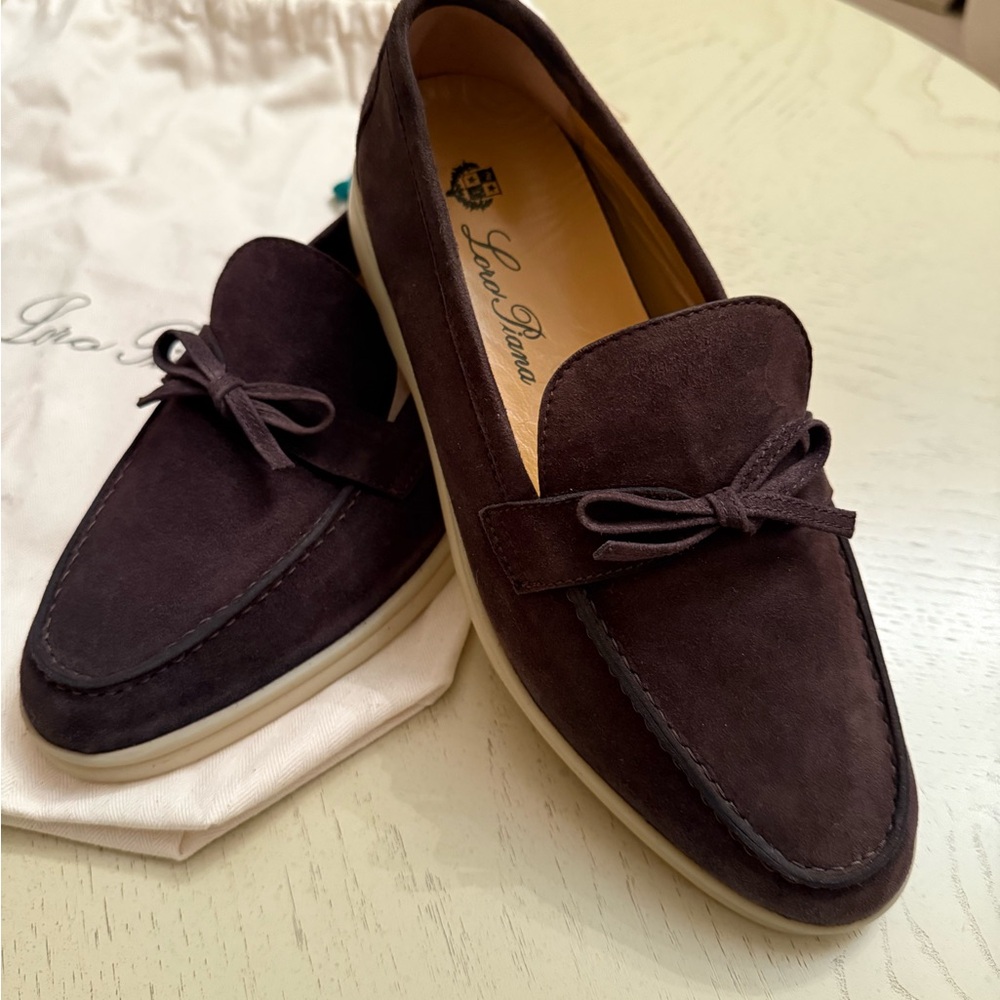 Loro Piana Dark Brown Suede Loafers
